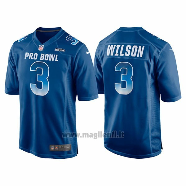 Maglia NFL Pro Bowl Seattle Seahawks 3 Russell Wilson Nfc 2018 Blu